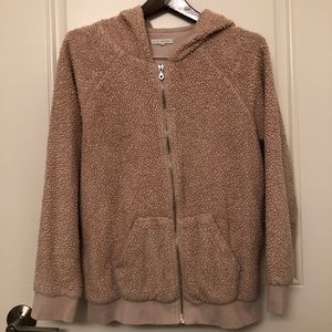 Cozy fuzzy dusty rose zip up jacket